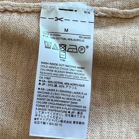 Banana Republic Tan Lightweight Cotton Blend Open Front Cardigan Sweater Medium - Picture 3 of 7